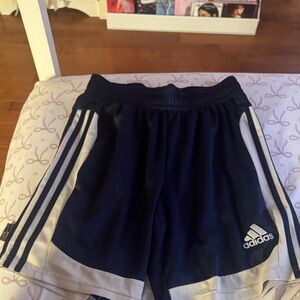 Adidas Dark Blue Sports Shorts with White Stripes